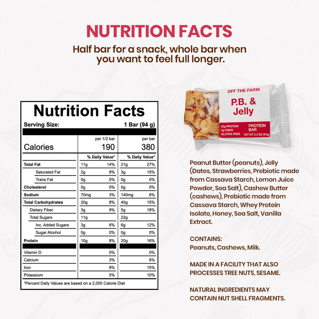 Nutrition facts, information and ingredients for Off The Farm PB & Jelly bar
