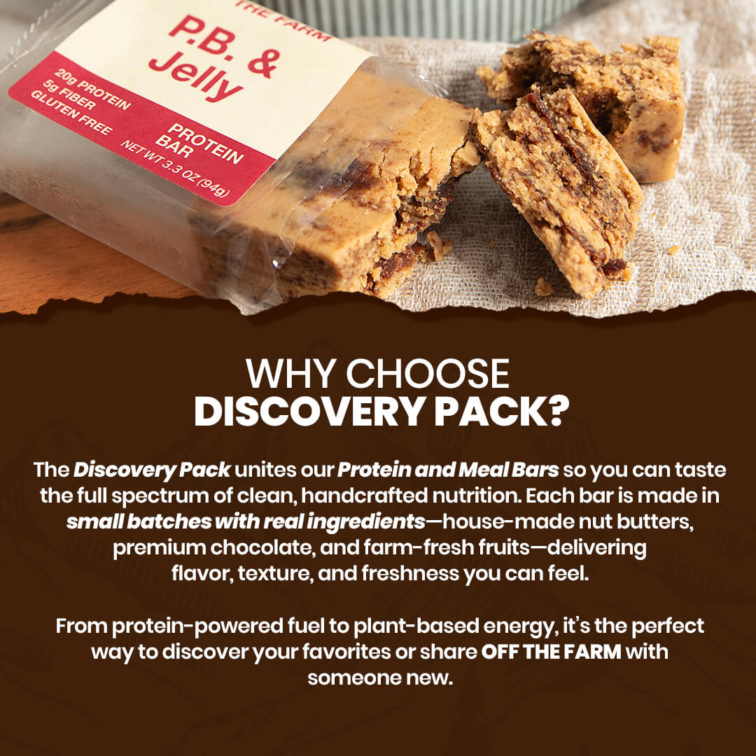 Protein bar with 'P.B. & Jelly' label on a brown background