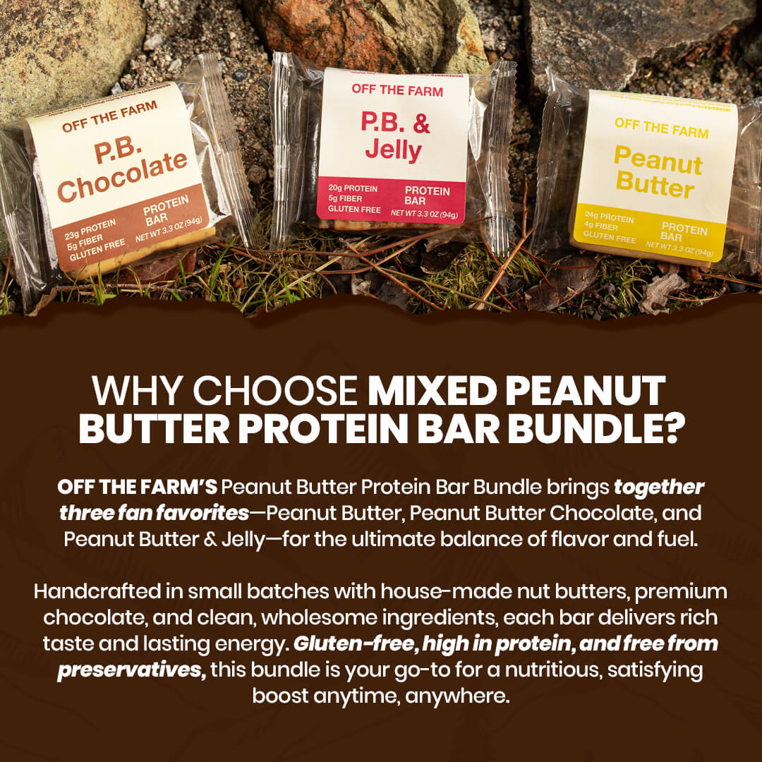 Peanut Butter Protein Bar Bundle with packaging on a natural background