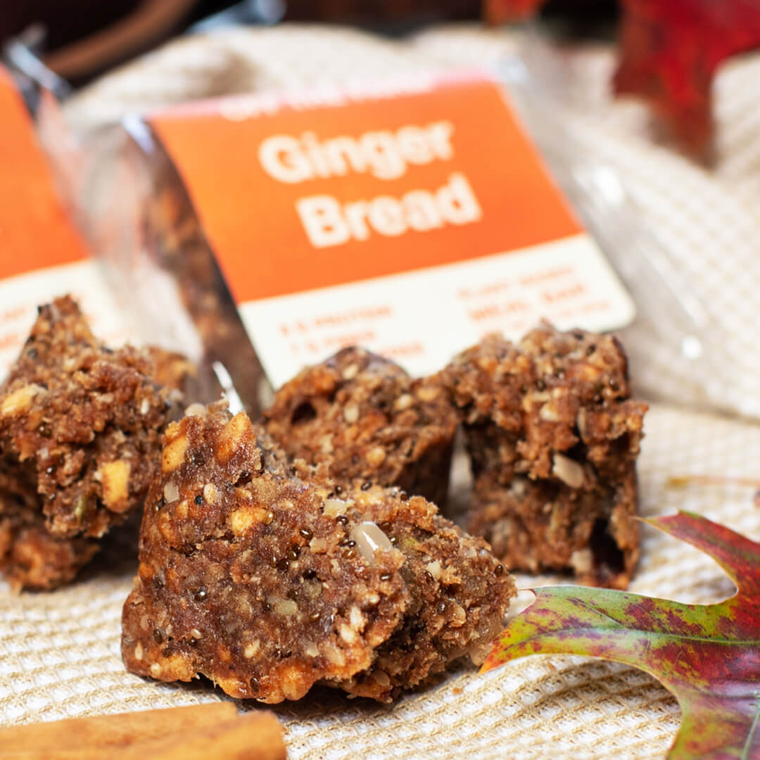Gingerbread meal bar with a 'Ginger Bread' package in the background